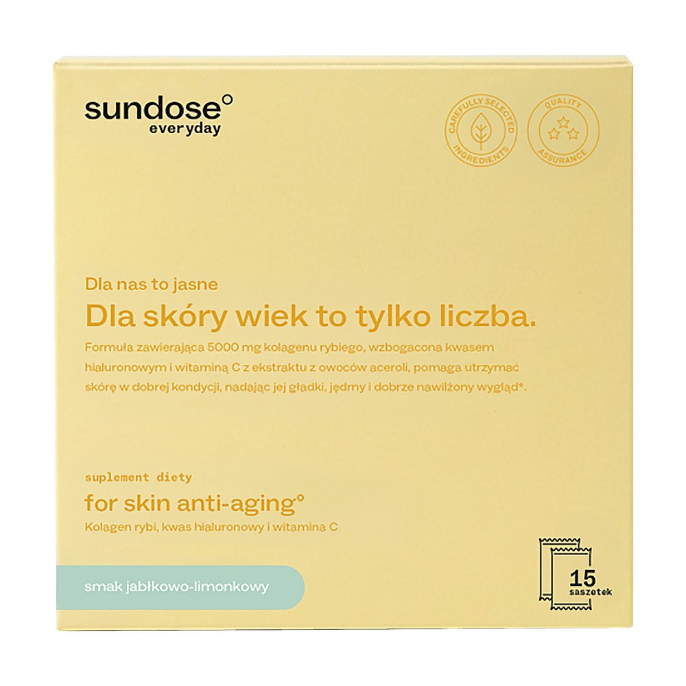 Sundose Everyday For Skin Anti-Aging, saszetki z proszkiem, smak jabłko-limonka, 15 szt.