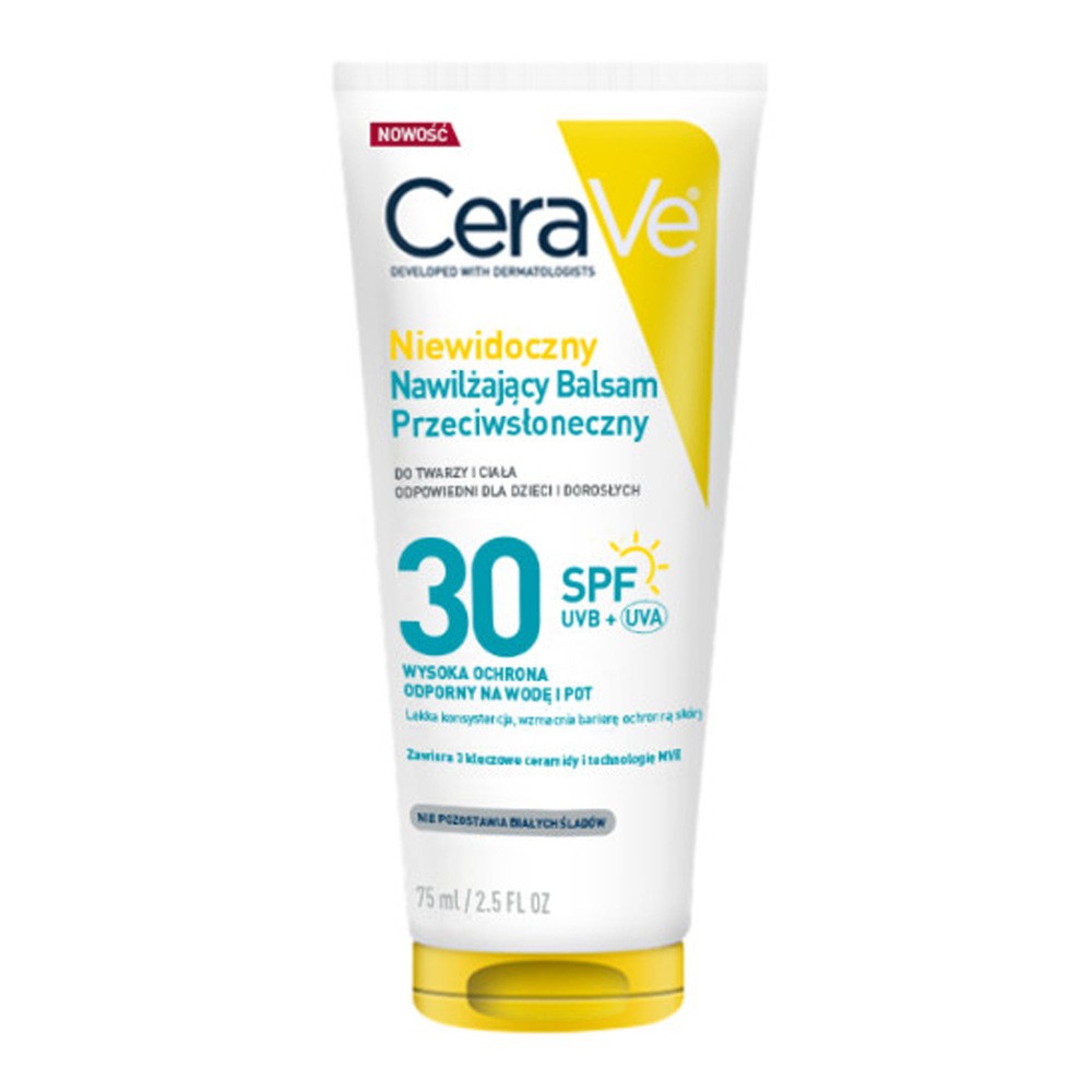Cerave Sun, niewidoczny nawilżający balsam przeciwsłoneczny SPF 30, 75 ml