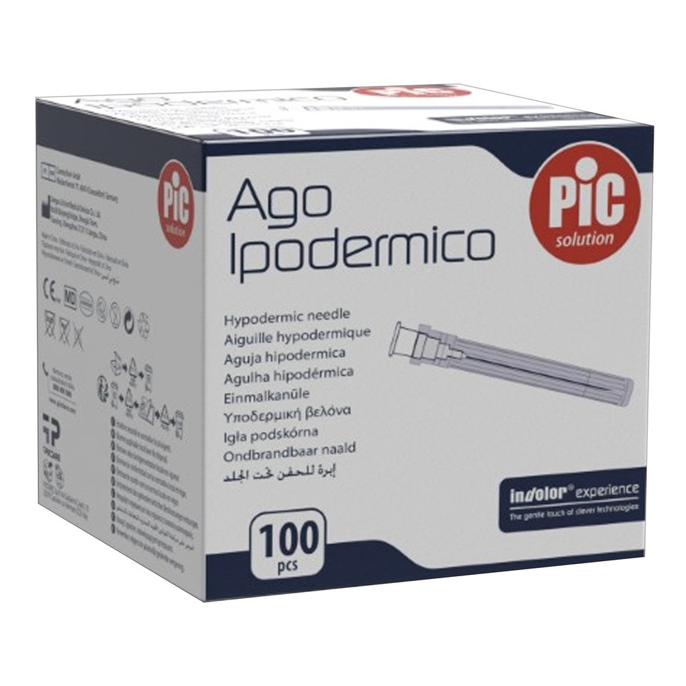 PiC Ago Ipodermico, sterylna igła iniekcyjna jednorazowego użytku, 21G 0,8x25 mm, 100 szt.
