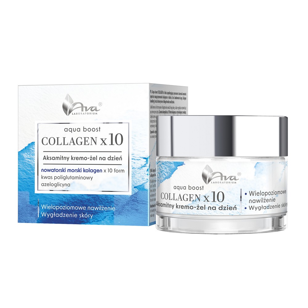 AVA Aqua Boost Collagen x10 Aksamitny Kremo-Żel do Twarzy na Dzień 50ml