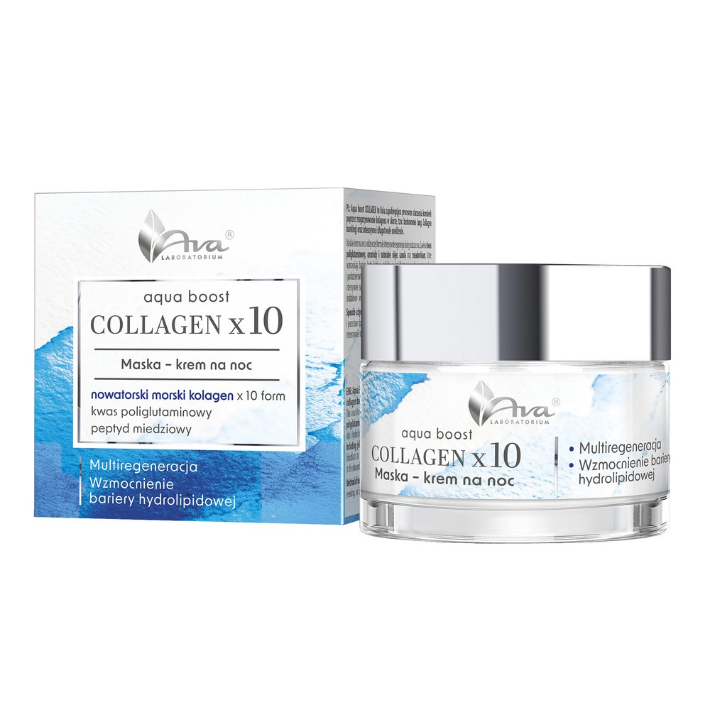 AVA Aqua Boost Collagenx10 Maska-krem na noc, 50 ml
