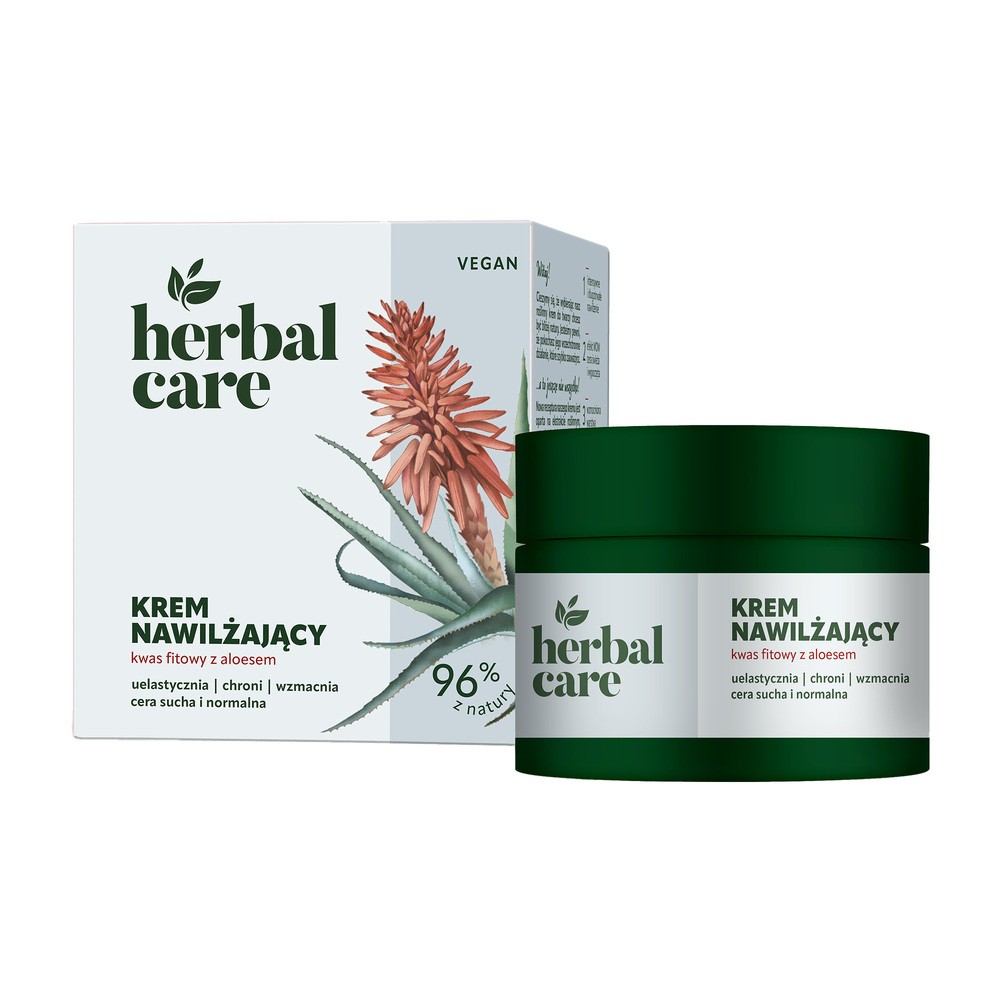 HERBAL CARE Vegan Krem nawilżający z Kwasem Fitowym i Aloesem dla cery suchej i normalnej - na dzień i noc 50 ml