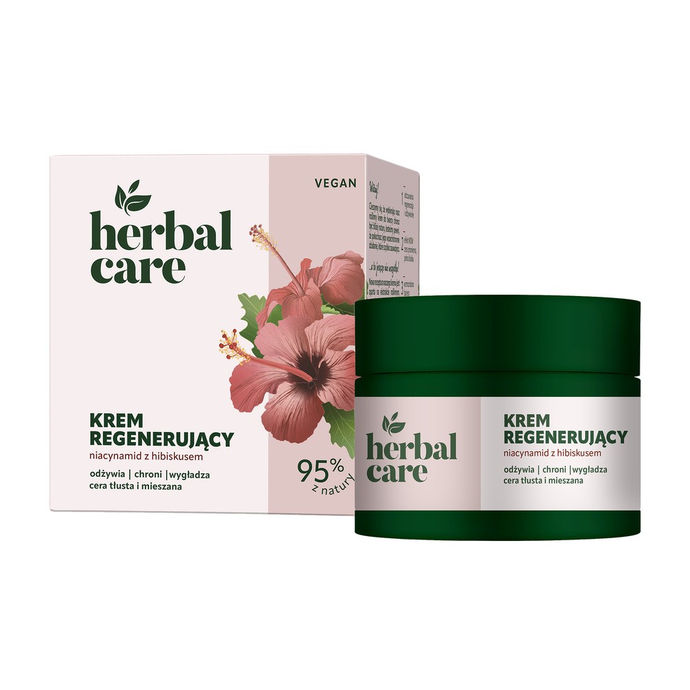 HERBAL CARE Vegan Krem regenerujący z Niacynamidem i Hibiskusem dla cery tłustej i mieszanej - na dzień i noc 50 ml