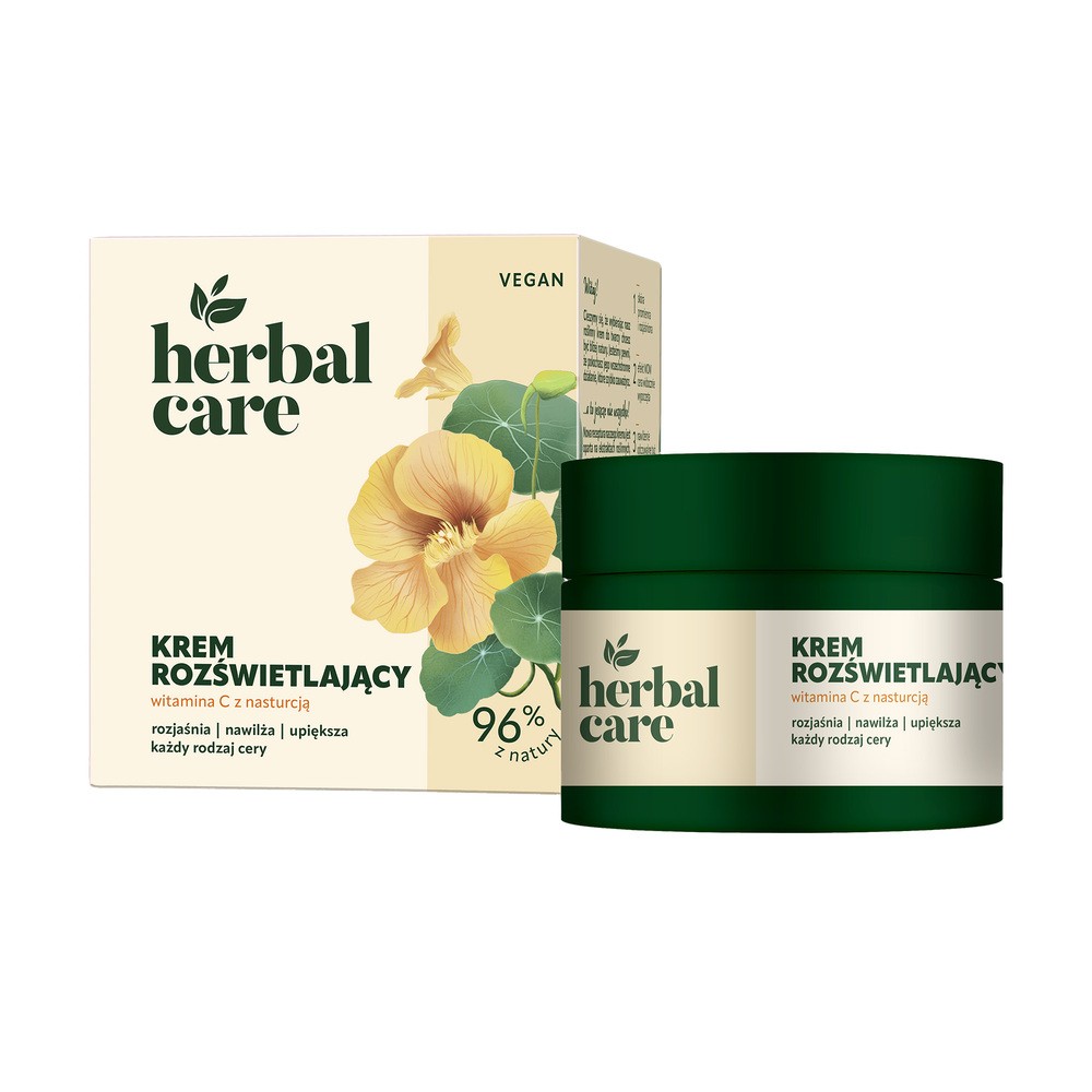 HERBAL CARE Vegan Krem rozświetlający z Witaminą C i Nasturcją dla każdej cery - na dzień i noc 50 ml
