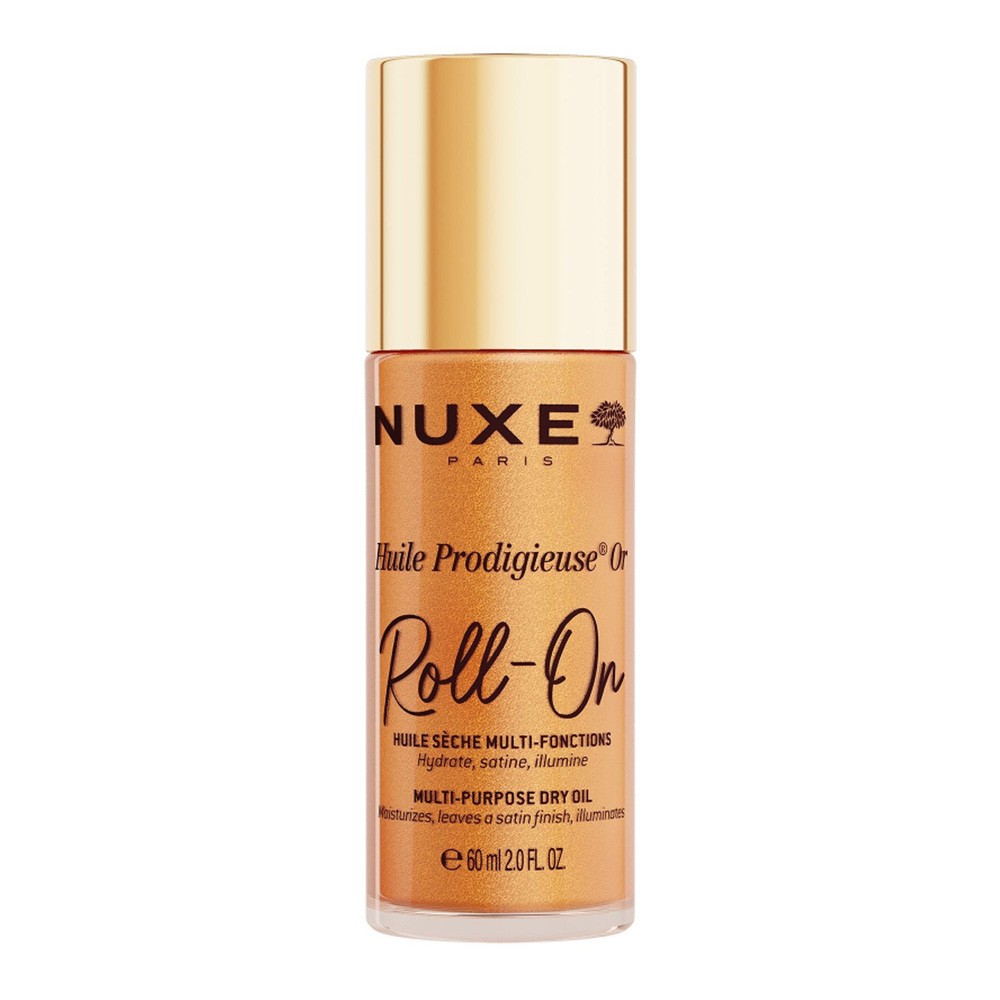 Nuxe Huile Prodigieuse Or, suchy olejek ze złotymi drobinkami do ciała, twarzy i włosów, roll-on, 60 ml