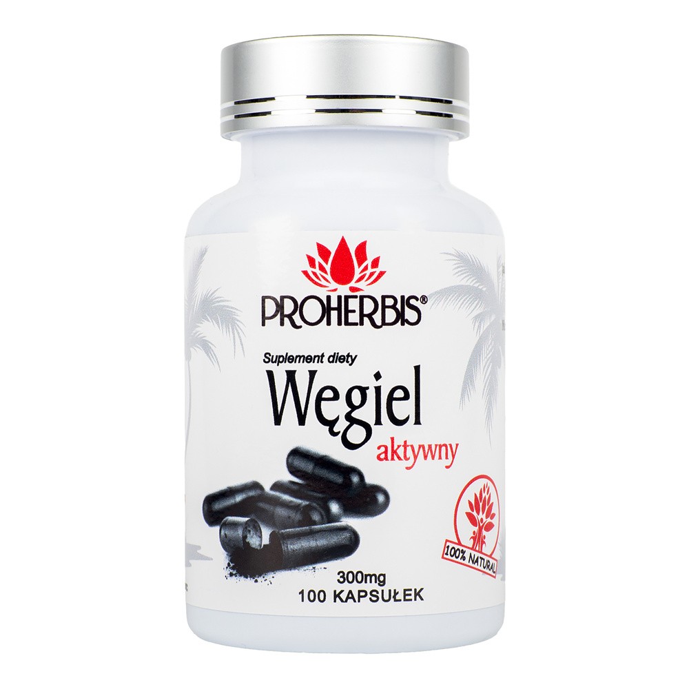 Proherbis Węgiel aktywny Suplement diety 100 kaps.