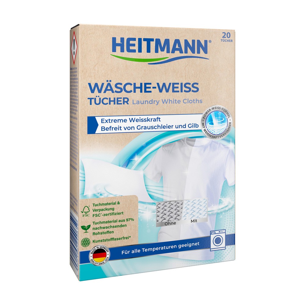 Heitmann Wache Weiss Tucher 20szt (chusteczki do prania białych tkanin)