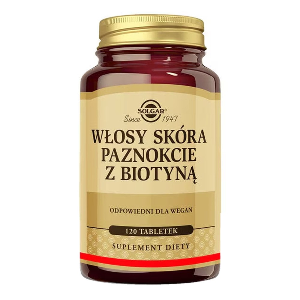 Solgar Włosy Skóra Paznokcie z Biotyną, 120 tabl.