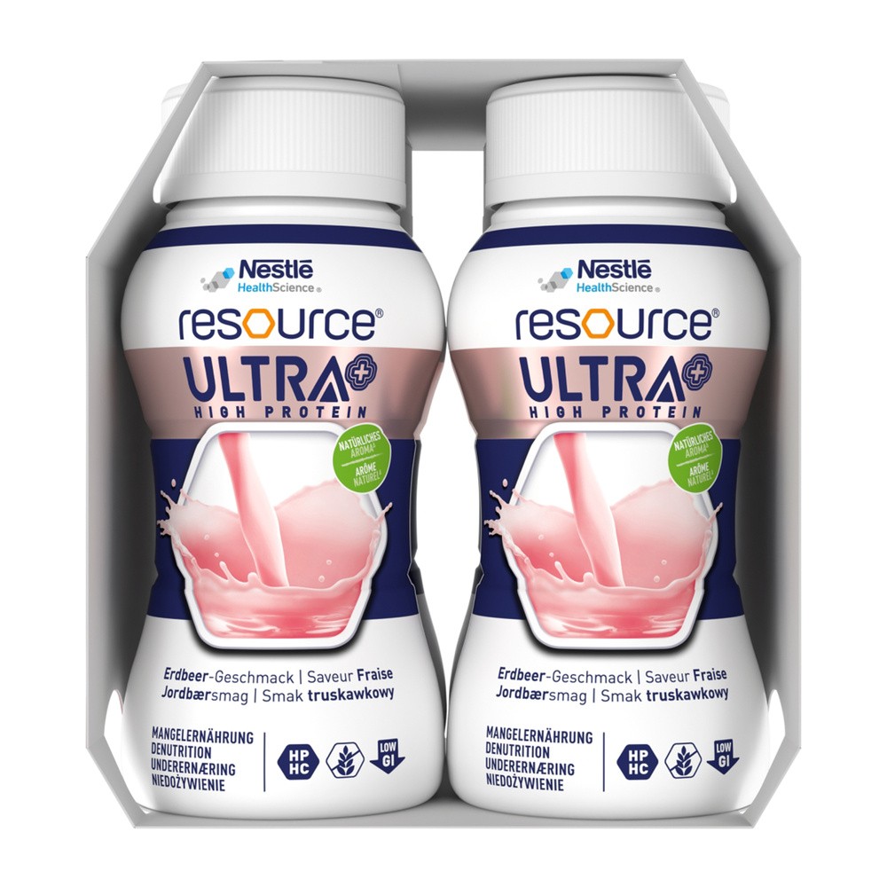 Resource Ultra+, płyn, smak truskawkowy, 125 ml x 4