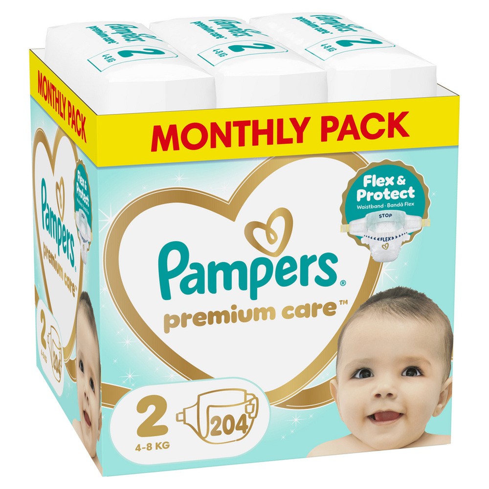 Pampers Premium Care 2 Pieluchy dla dzieci, 204 szt.