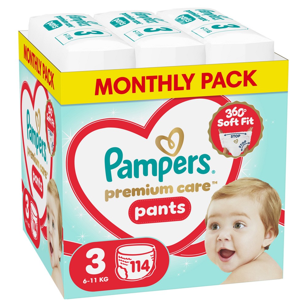 Pampers Premium Care Pants 3 Pieluchomajtki dla dzieci, 114 szt.