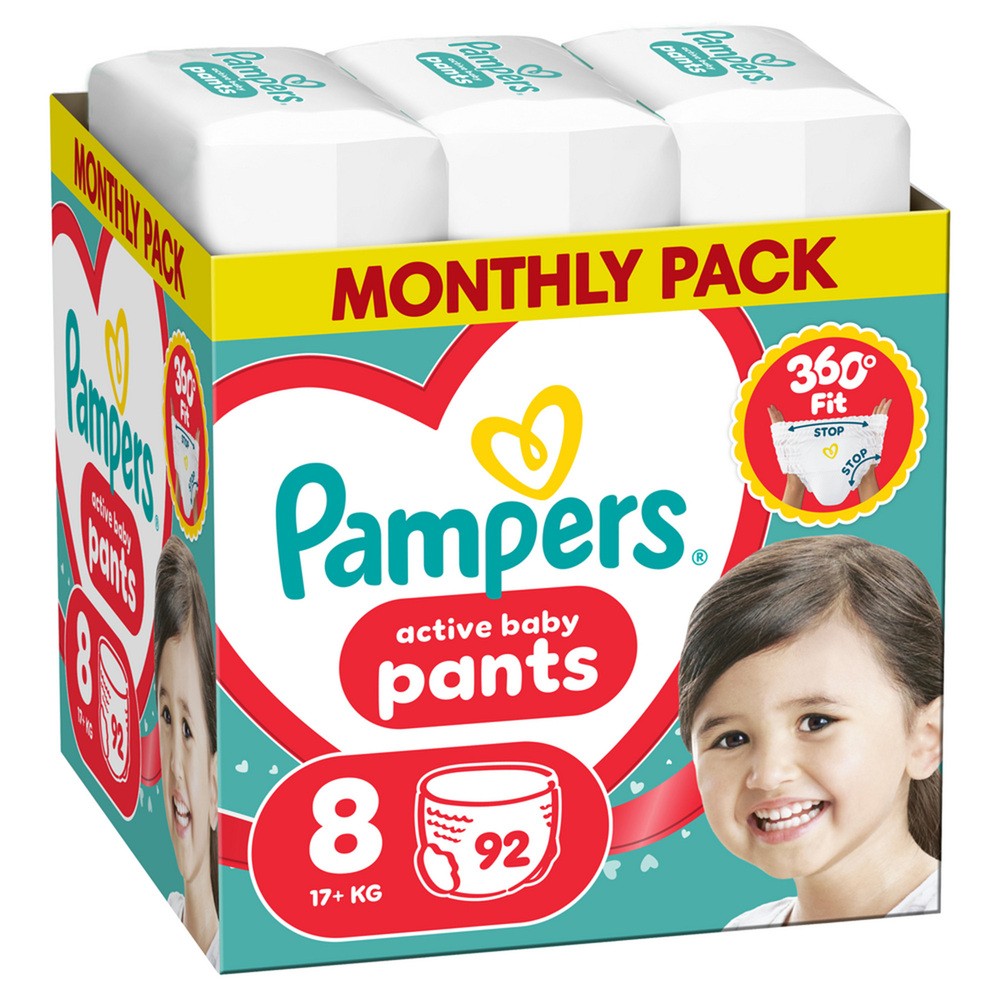 Zestaw Pampers Active Baby Pants 8 Pieluchomajtki dla dzieci, 2 x 92 szt.