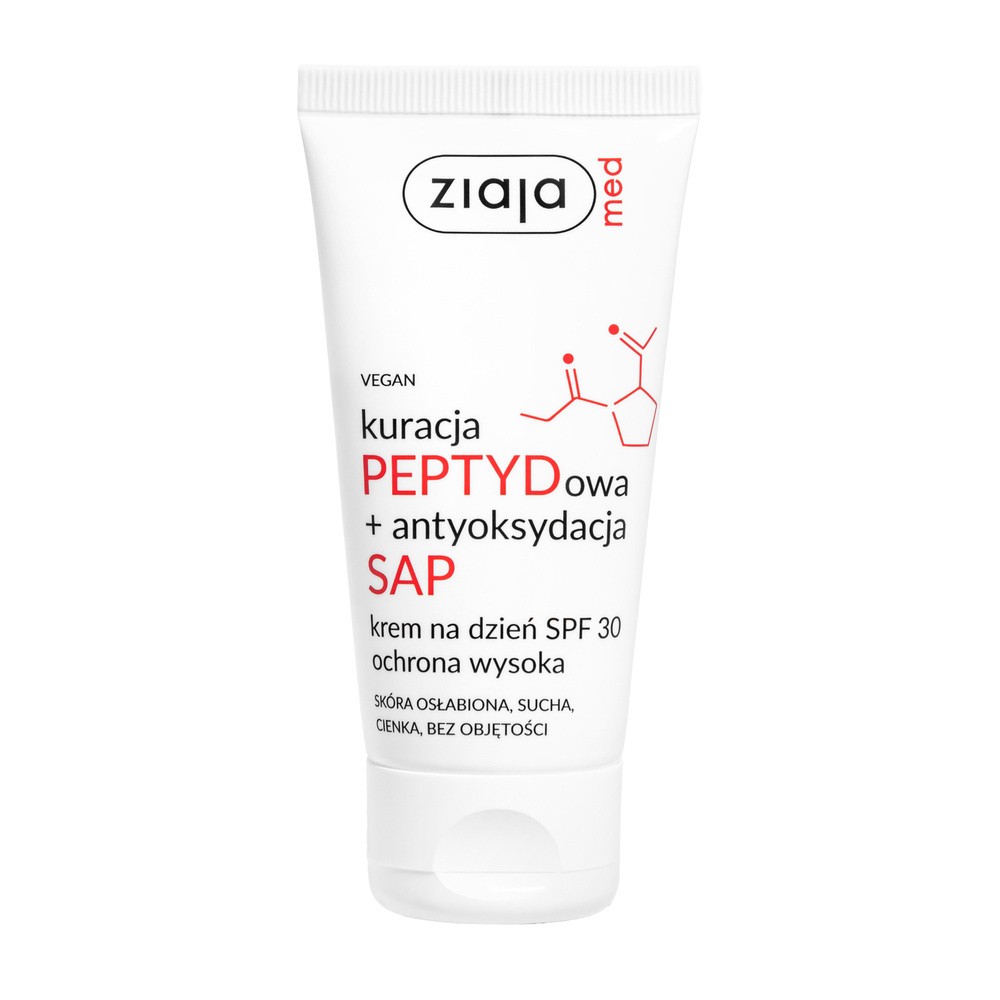 Ziaja Med Kuracja PEPTYDowa + antyoksydacja SAP regenerujący krem do twarzy na dzień SPF30 dla skóry suchej, cienkiej i osłabionej 50 ml