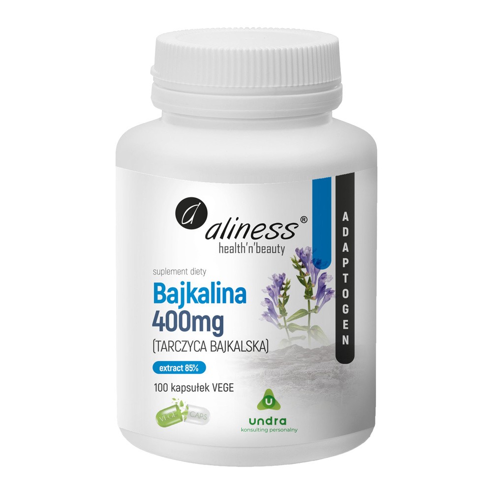 Aliness Bajkalina 400mg ( Tarczyca Bajkalska) 100 Vege caps. A657-74274