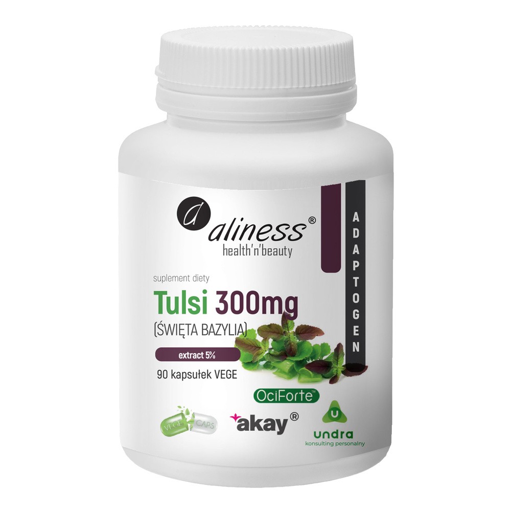 Medicaline Aliness Tulsi ŚWIĘTA BAZYLIA extract 5% 300 mg x 90 kaps vege