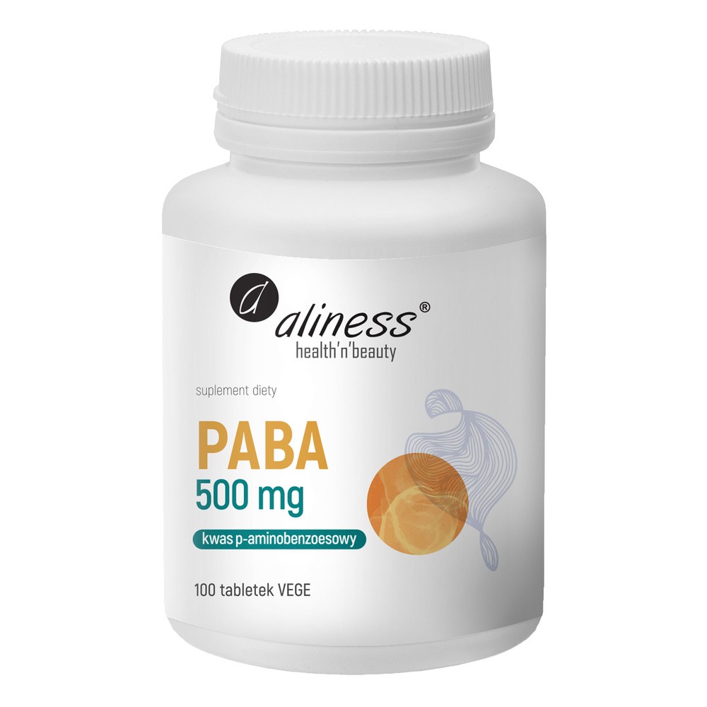 PABA 500mg (Kwas p-aminobenzoesowy B10) 100 tabletek Aliness
