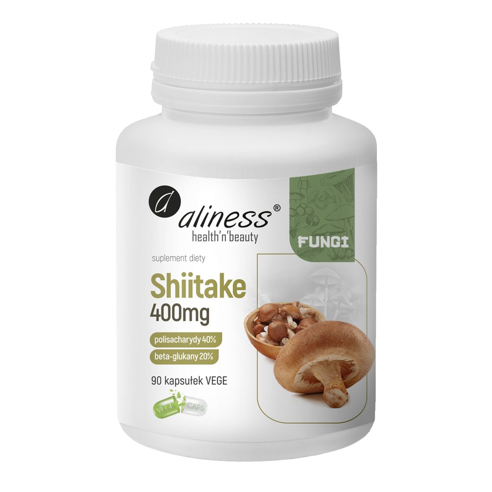 Aliness Shiitake FUNGI Ekstrakt 400 mg Zdrowe Grzyby (90 kaps) VEGE ALI-179