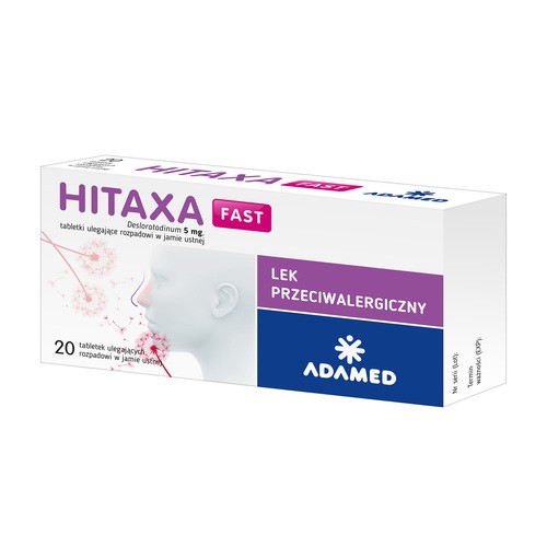 Hitaxa Fast 5 mg, 20 tabletek ulegających rozpadowi w jamie ustnej - lek przeciwalergiczny