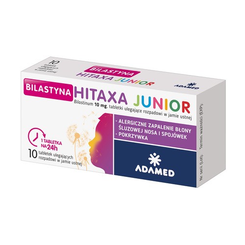 Bilastyna Hitaxa Junior 10 mg, 10 tabletek ulegających rozpadowi w jamie ustnej