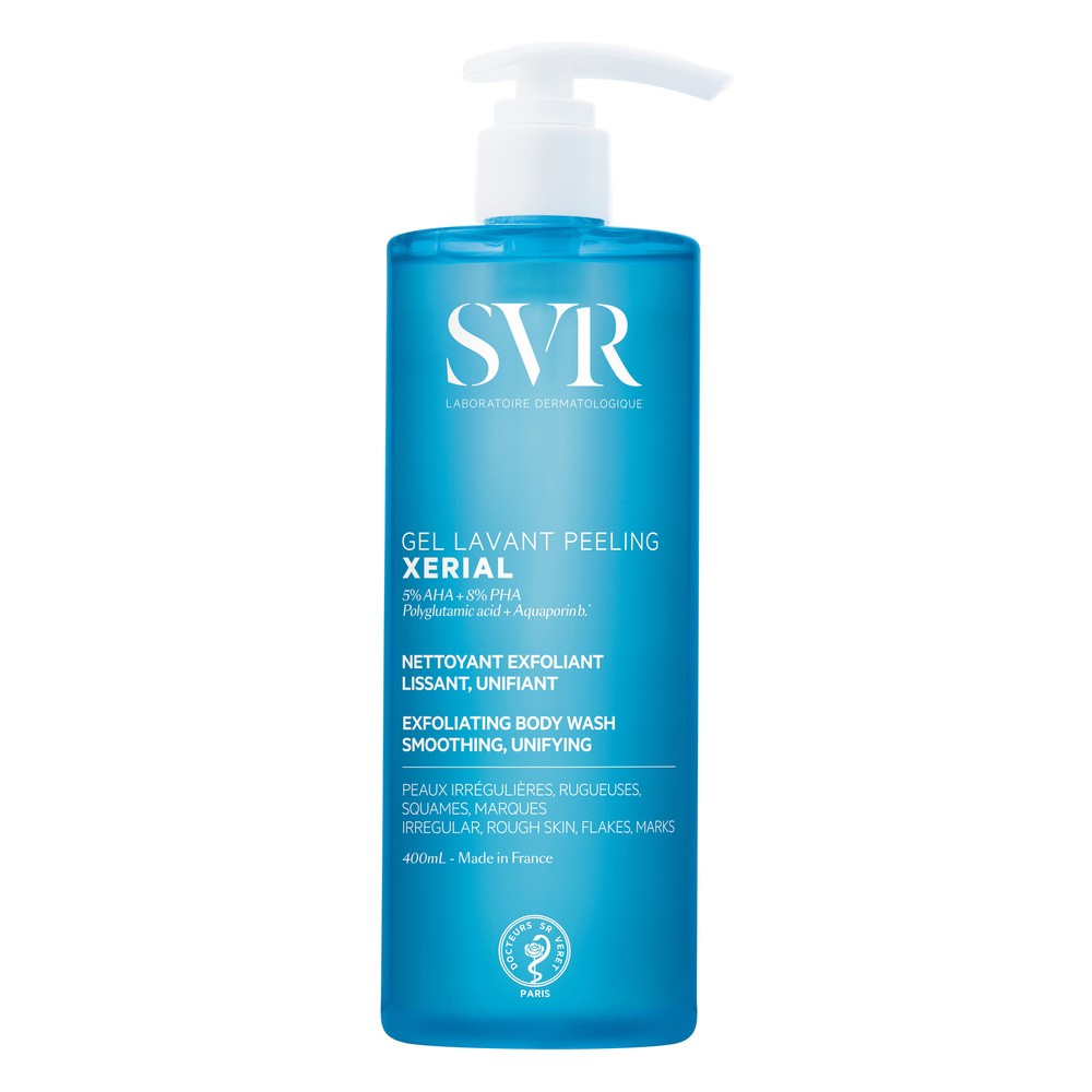 SVR Xerial Gel Lavant Peeling, żel do mycia ciała, złuszczający, 400 ml
