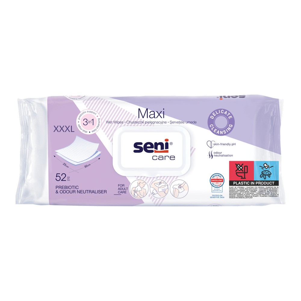Seni Care Maxi Duże chusteczki nawilżane 3w1, 52 szt.