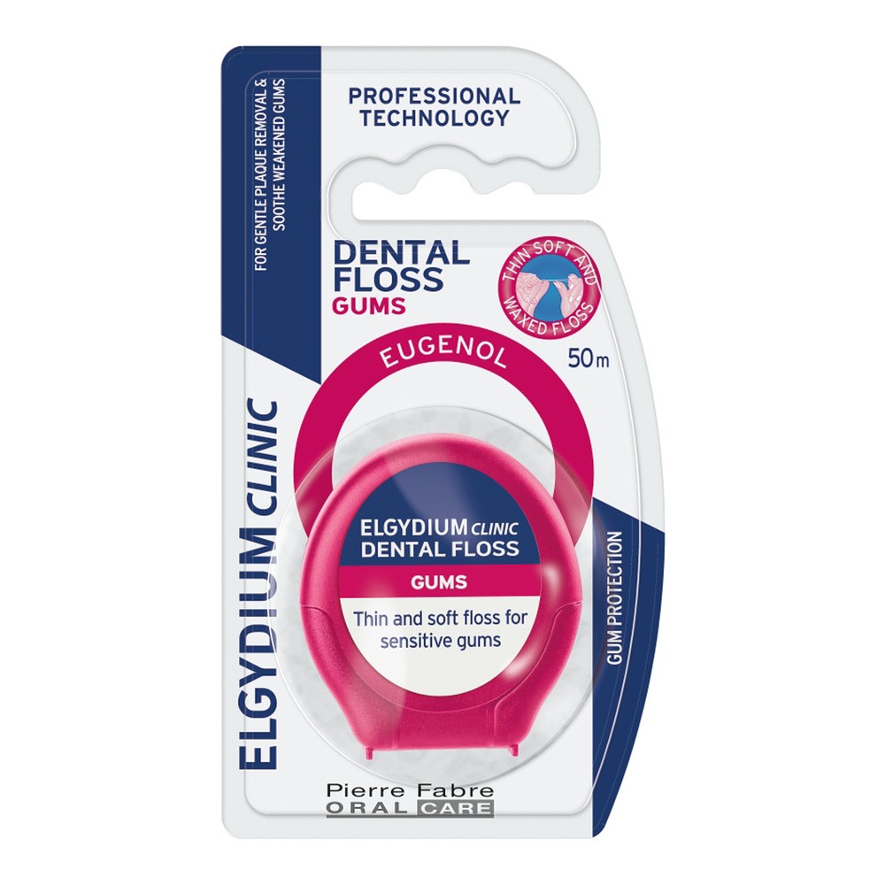 Elgydium Clinic DentalFloss Gum, nić dentystyczna do wrażliwych dziąseł, 50 m