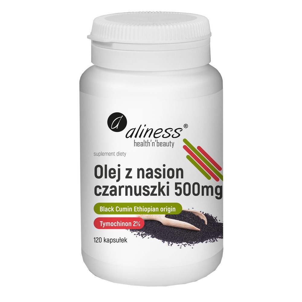 Aliness Olej z Nasion Czarnuszki 2% 500mg (Regulacja Glukozy we Krwi) 120 Kapsułek