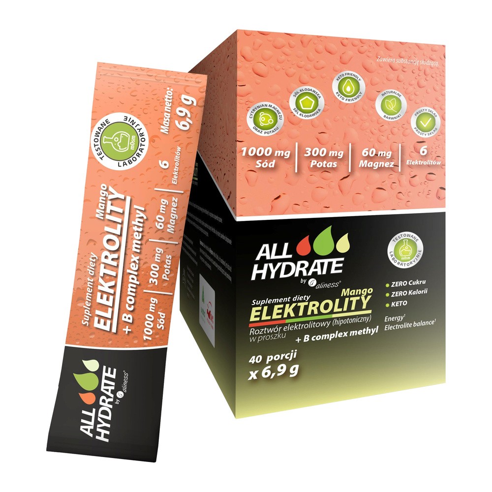 Allhydrate Elektrolity Stick Mango + B Complex methyl, 40 saszetek