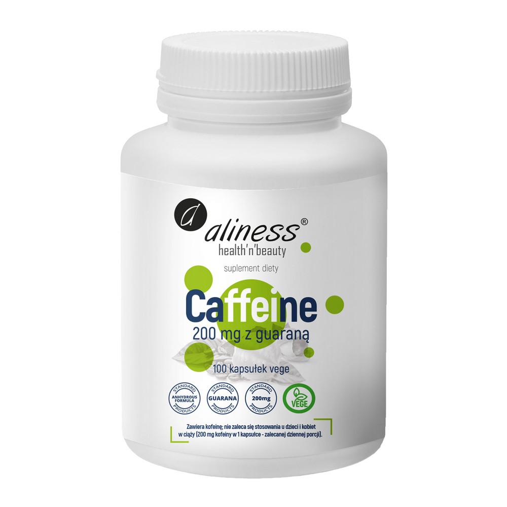 Aliness Anvition, Caffeine 200mg z guaraną 100kaps - suplement diety