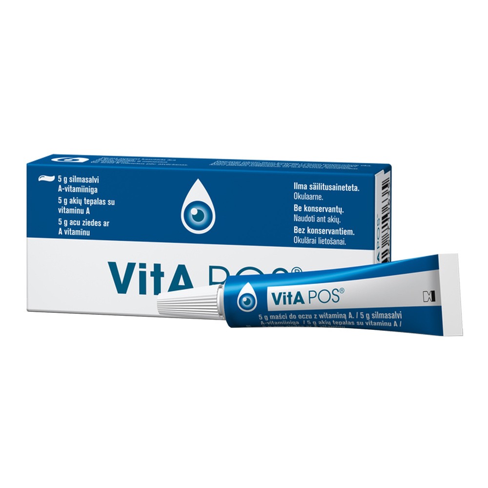 VitA POS, maść do oczu z witaminą A, 250 I/U/g, 5 g