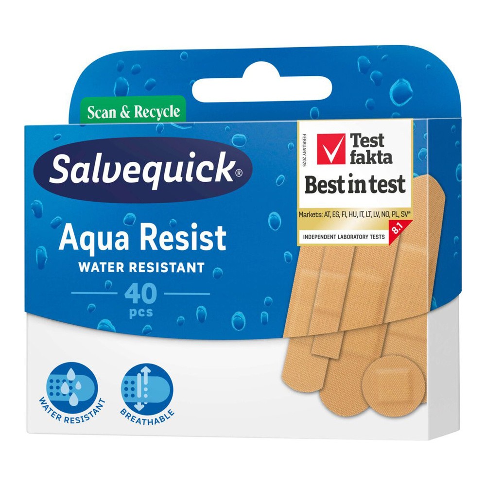 Salvequick CEDERROTH AQUA RESIST Plastry odporne na wodę i brud różne rozmiary -
