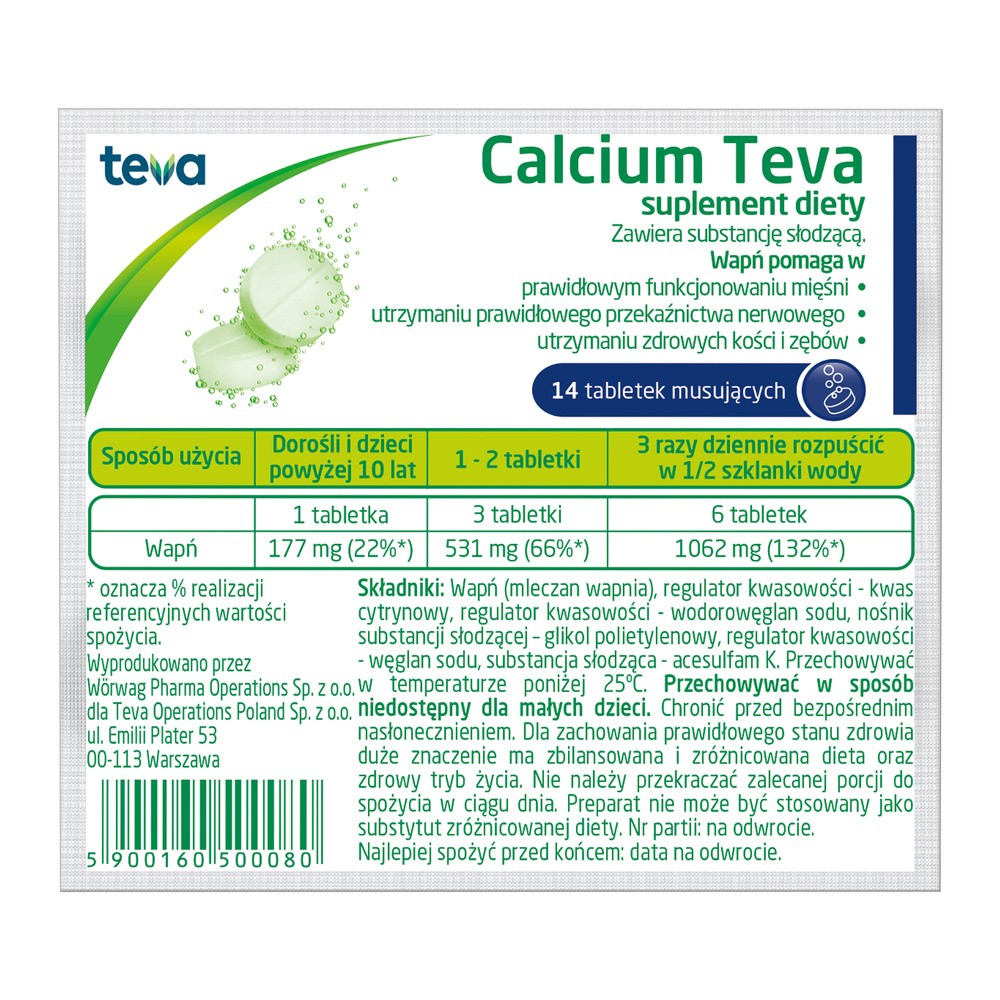 Teva Calcium 14 tabletek musujących 4057711