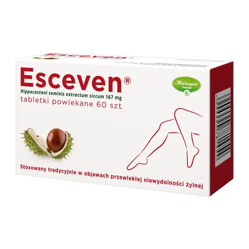 Esceven, 60 tabletek - Lek ziołowy z wyciągiem z kasztanowca