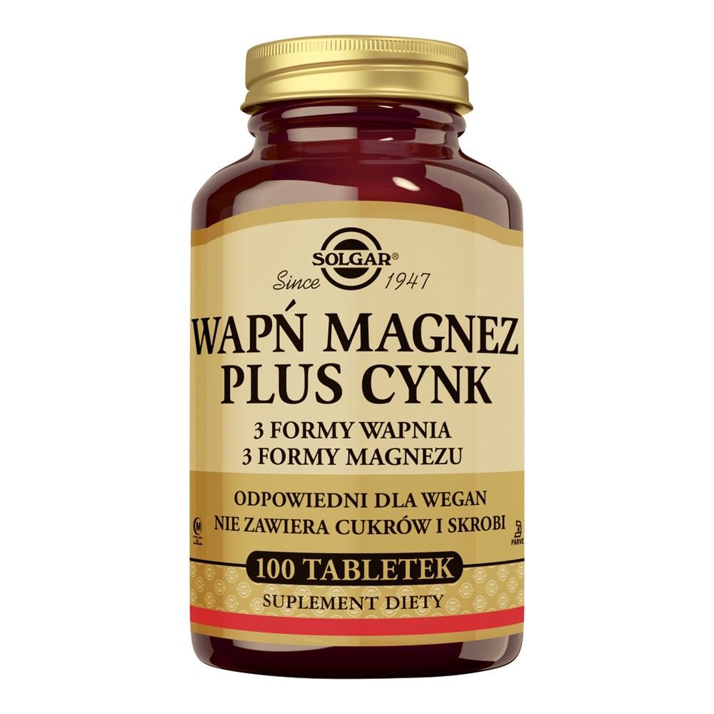Solgar Wapń Magnez Cynk 100 tabletek
