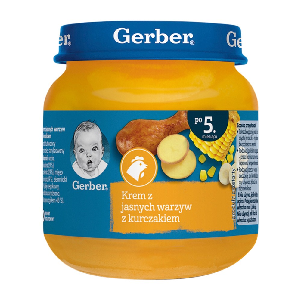 Gerber OBIADEK KREM Z JASNYCH WARZYW Z KURCZAKIEM PO 5 MIESIĄCU 125 G