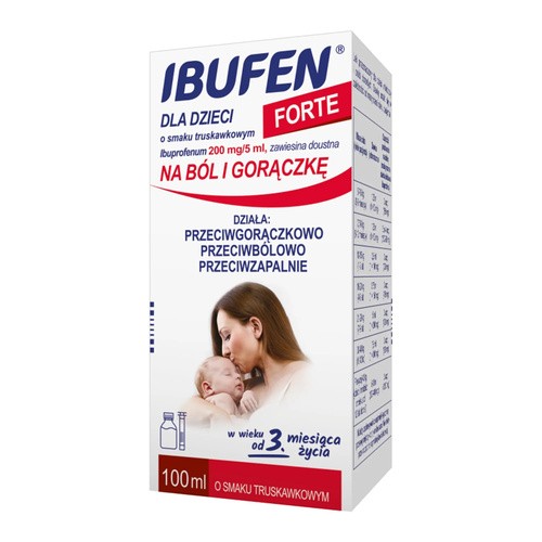 ZAKŁADY FARMACEUTYCZNE POLPHARMA S.A. Ibufen Dla Dzieci Forte 200 Mg / 5 Ml  Smak Truskawkowy Zawiesina Doustna 100 Ml