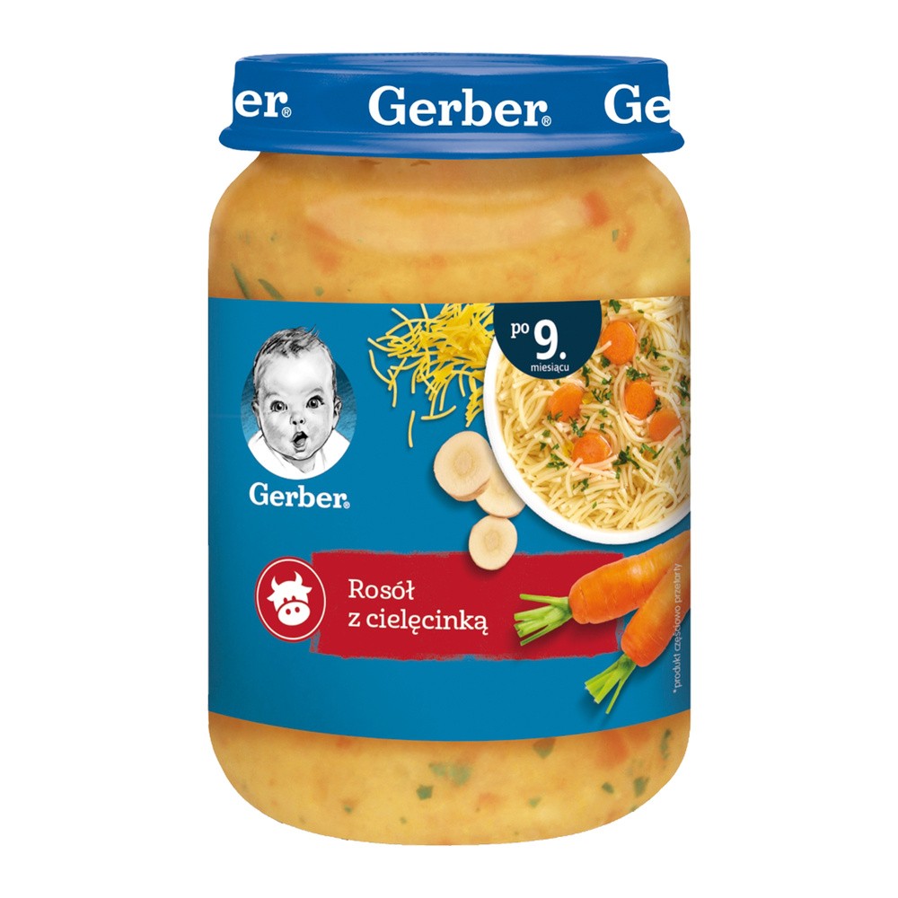 Gerber Obiadek, Domowy rosołek z cielęcinką, 190 g, 9m+