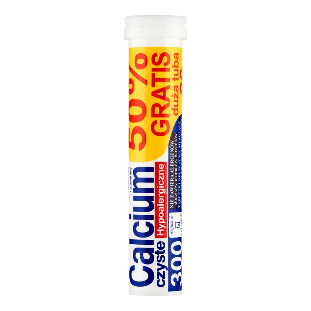 UNIPHAR Calcium 300 czyste hypoalergiczne x 20 tabl musujących