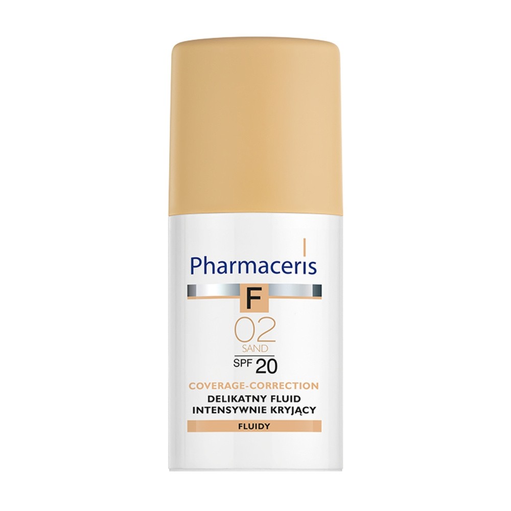 Pharmaceris f delikatny fluid intensywnie kryjący o przedłużonej trwałości spf 20 bronze 02 piaskowy