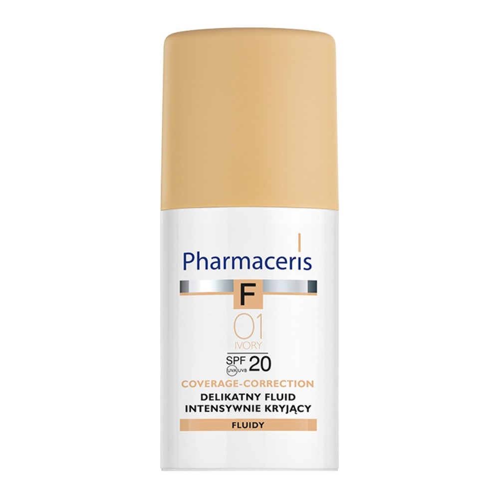 Pharmaceris f delikatny fluid intensywnie kryjący o przedłużonej trwałości spf 20 bronze 01 kość słoniowa