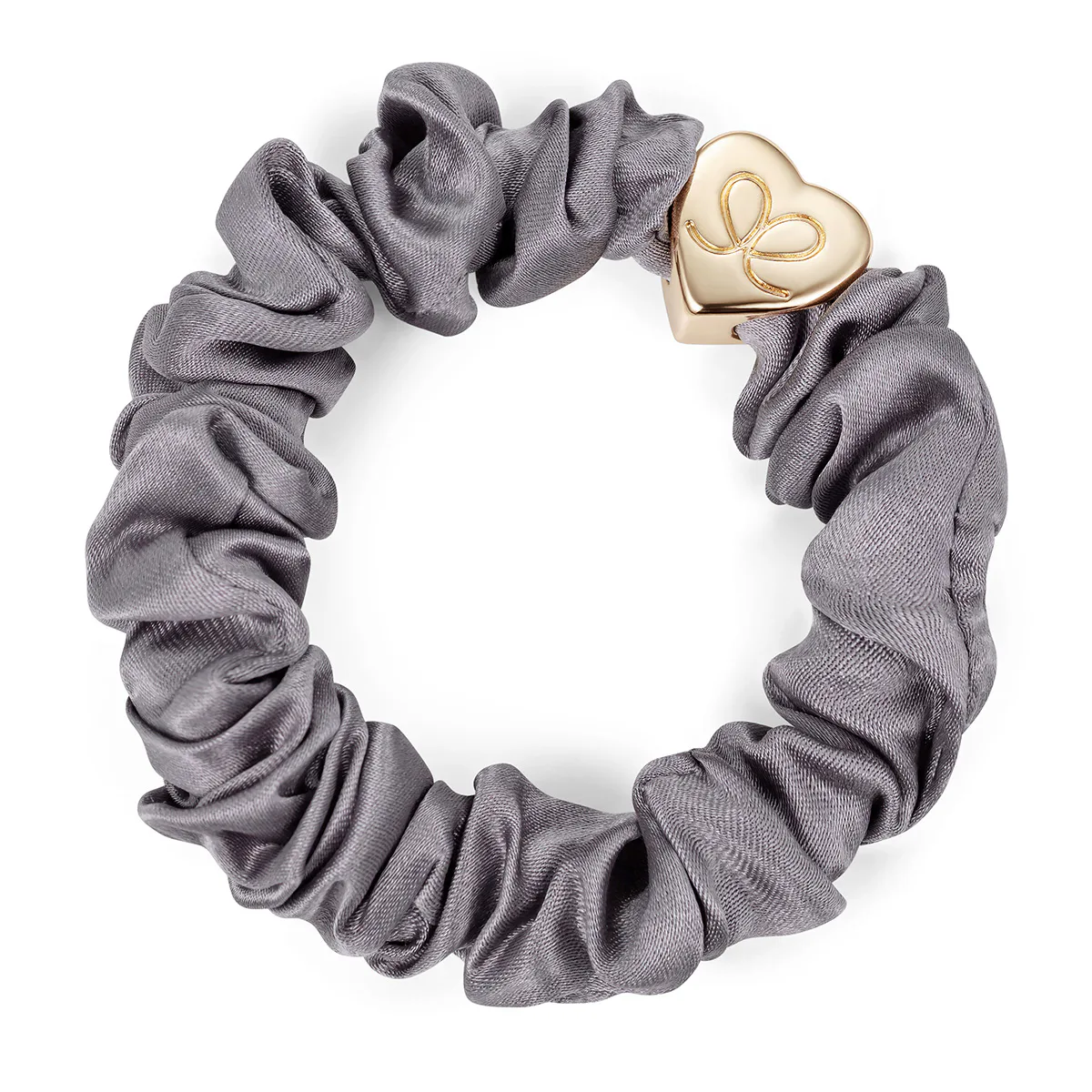 By Eloise London Silk Scrunchie Gold Heart Gumka do włosów kolor Grey