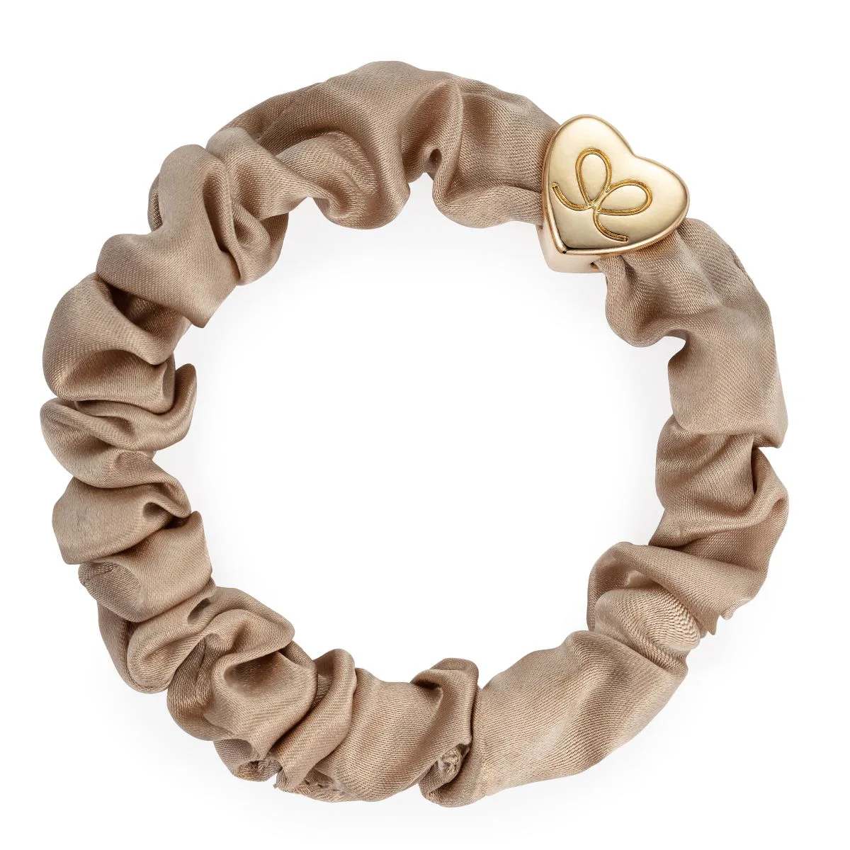 By Eloise London Silk Scrunchie Gold Heart Gumka do włosów kolor Sand