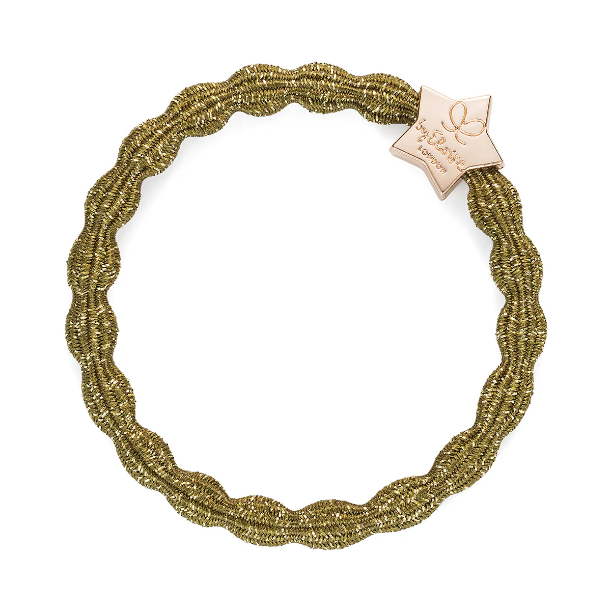 By Eloise London Metallic Gold Star Gumka do włosów kolor Olive Green