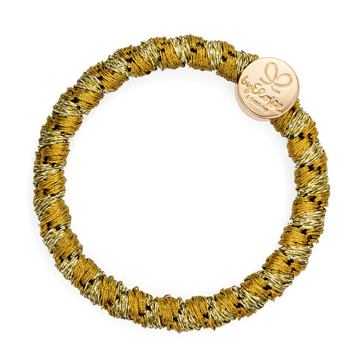 By Eloise London Woven Gold Circle Gumka do włosów kolor Olive Green
