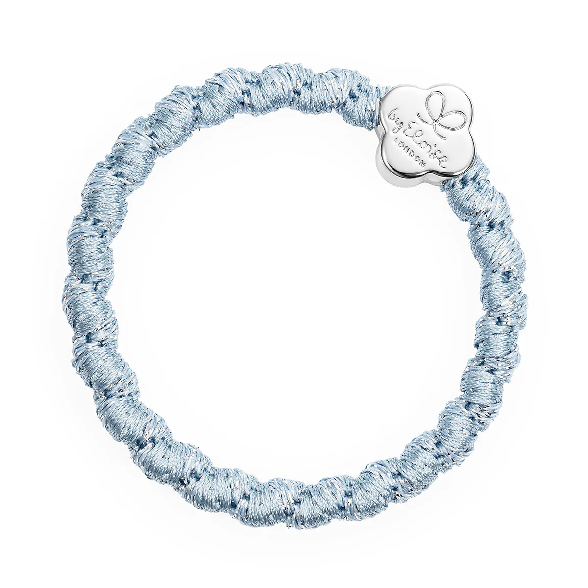 By Eloise London Woven Silver Quatrefoil Gumka do włosów kolor Faded Denim