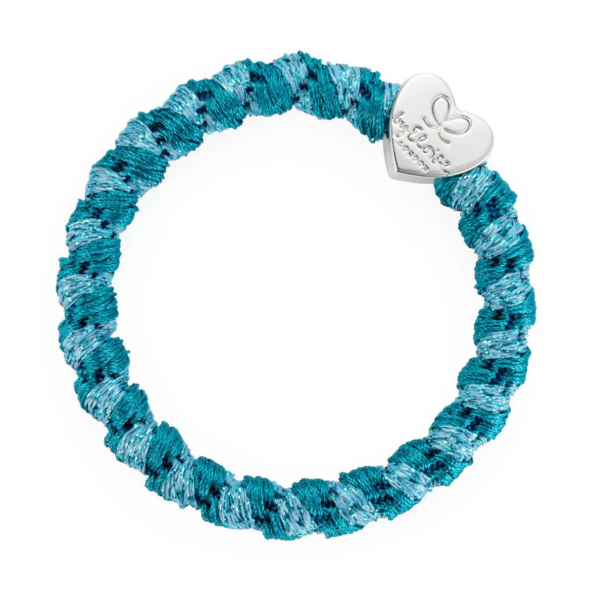 By Eloise London Woven Silver Heart Gumka do włosów kolor Mosaic Blue