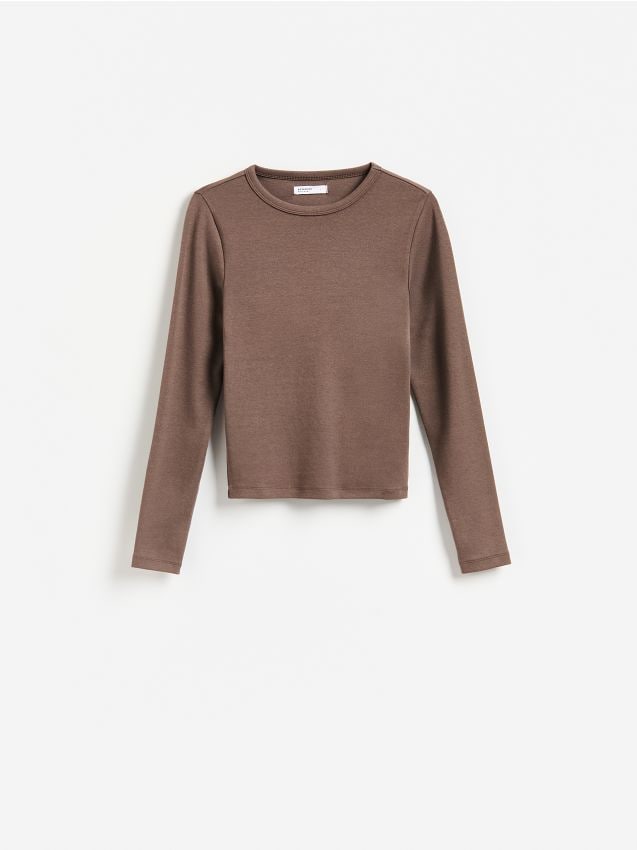 Reserved - Longsleeve z modalem - brązowy