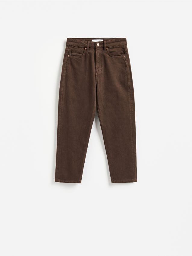 Reserved - Jeansy mom fit z krótszą nogawką - dark grey jeans