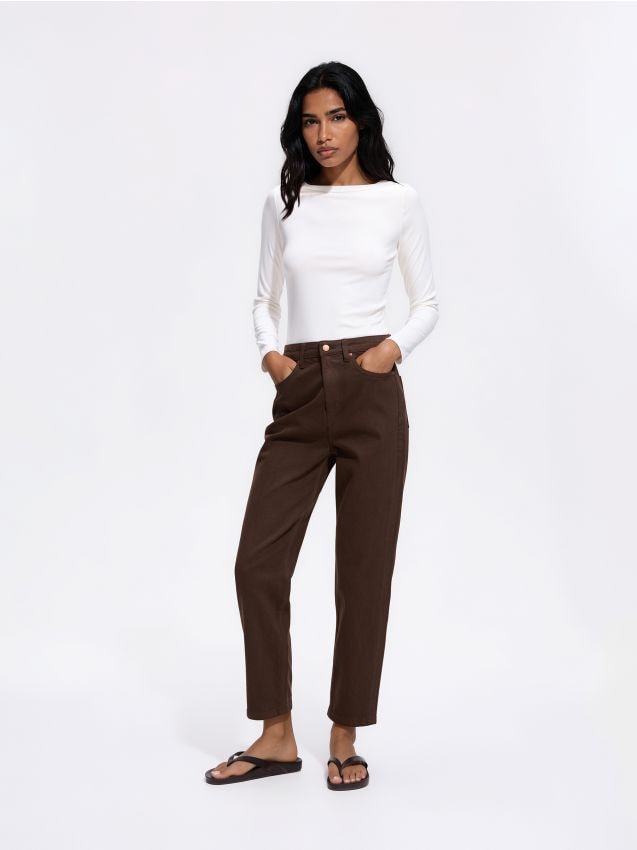 Reserved - Jeansy mom fit slim - dark grey jeans