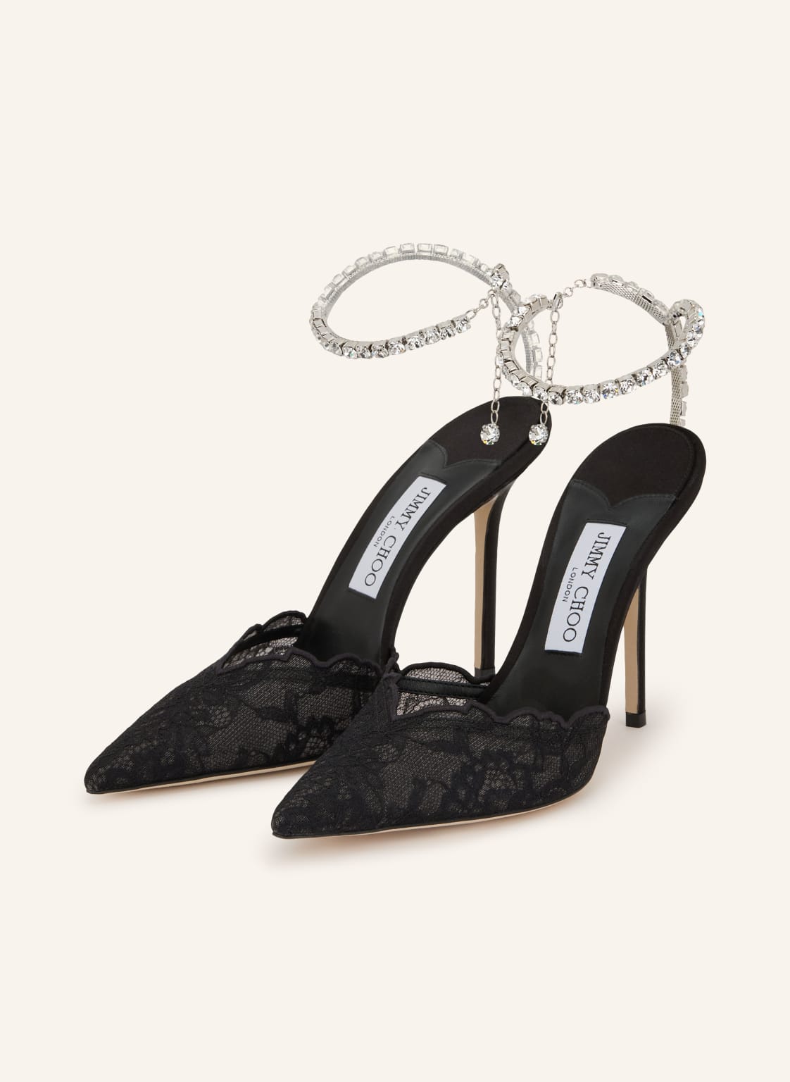 Jimmy Choo Czółenka Typu Slingback Saeda 100 Z Kamieniami Ozdobnymi schwarz
